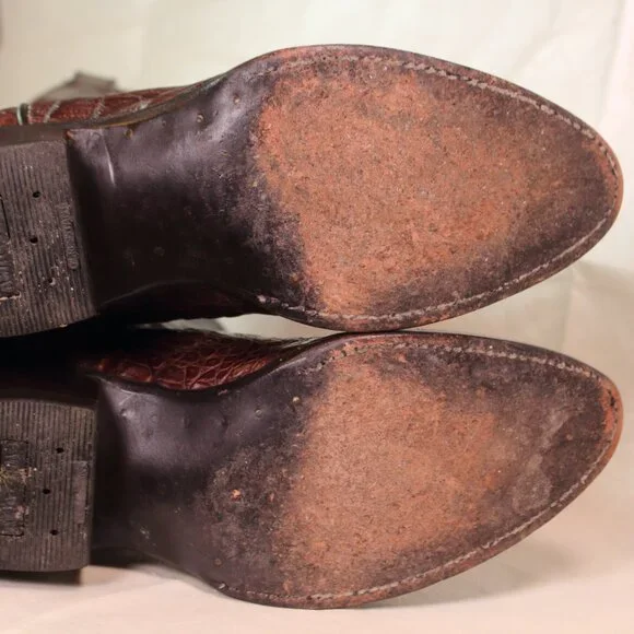 Cowtown Cowboy Boots + Crocodilian-Pattern Leather + Dark Brown + Size 11 - Picture 12 of 12